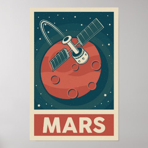 Mars Retro Galaxy Satellite Poster