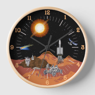 Mars Scene Sci-Fi Clock