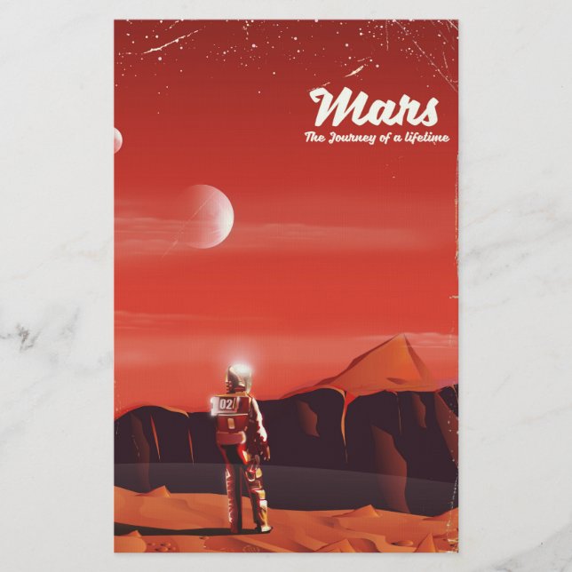 Mars Science fiction vintage travel poster Stationery (Front)