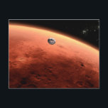 Mars Science Laboratory Approaching Mars. Postcard<br><div class="desc">Artist's concept of Mars Science Laboratory spacecraft approaching Mars. The Curiosity rover is safely tucked inside the spacecraft's aeroshell.</div>