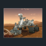 Mars Science Laboratory Curiosity Rover. 4 Postcard<br><div class="desc">Artist's concept of Mars Science Laboratory Curiosity rover, a mobile robot for investigating Mars' past or present ability to sustain microbial life. In this picture, the rover examines a rock on Mars with a set of tools at the end of the rover's arm, which extends about 7 feet. Two instruments...</div>