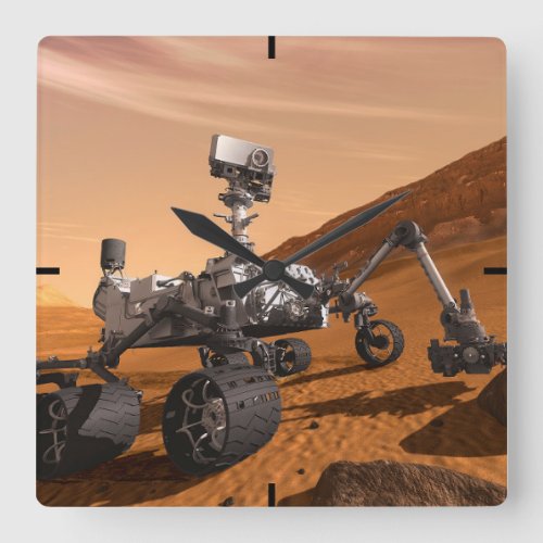 Mars Science Laboratory Curiosity Rover Square Wall Clock