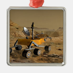 Mars Science Laboratory travels near a canyon Metal Ornament