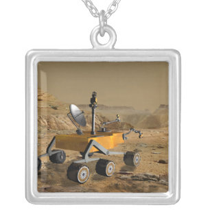 Mars Science Laboratory travels near a canyon Silver Plated Necklace