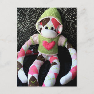 Mars Sock Monkey Post Card - Apple