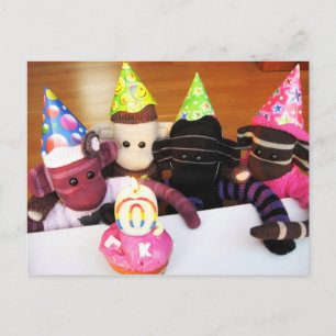 Mars Sock Monkey Post Card - Birthday