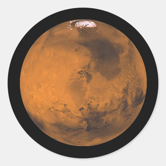 Mars the Red Planet in Outer Space Classic Round Sticker | Zazzle
