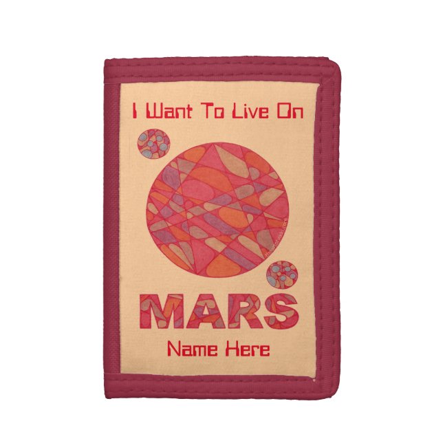Mars The Red Planet Space Geek Solar System Fun Tri-fold Wallet (Front Vertical)