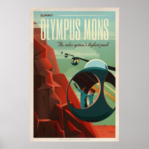 Mars tourism poster for Olympus Mons