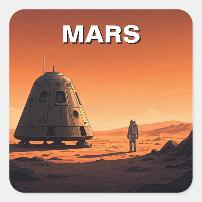 Mars Travel Square Sticker (Front)