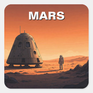 Mars Travel Square Sticker