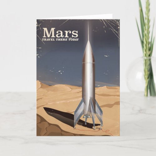 Mars _ travel there today vintage travel poster holiday card