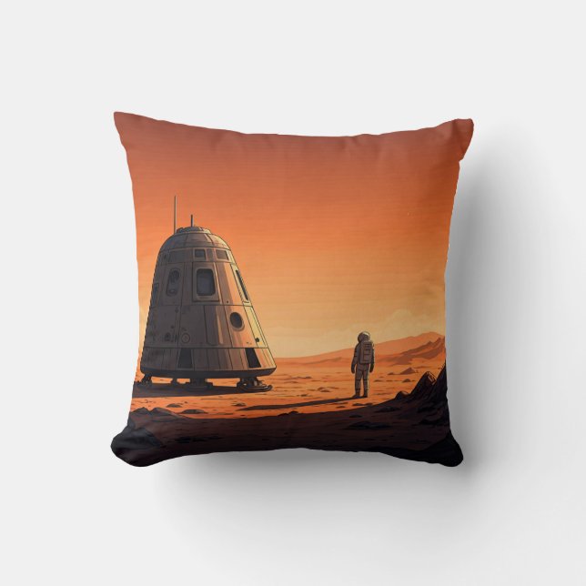 Mars Travel Throw Pillow (Front)