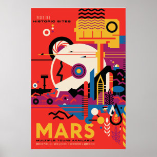 Mars vintage space travel poster