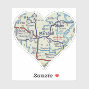 Marsahall MO Retro Map Sticker
