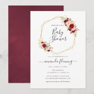 Marsala and Blush Boho Geometric Baby Shower Invitation
