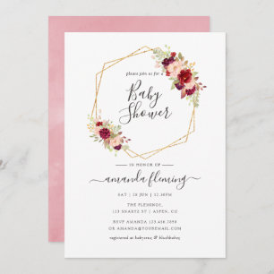 Marsala and Blush Boho Geometric Baby Shower Invitation
