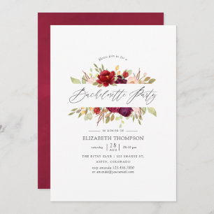 Marsala and Blush Floral Bachelorette Party Invitation
