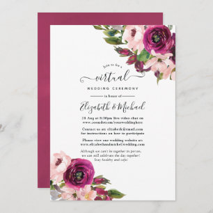 Marsala and Blush Floral Online Virtual Wedding Invitation