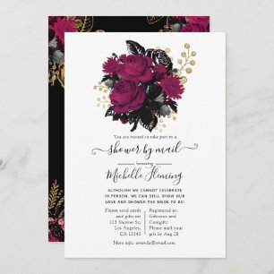 Marsala and Gold Floral Shower by Mail Invitation