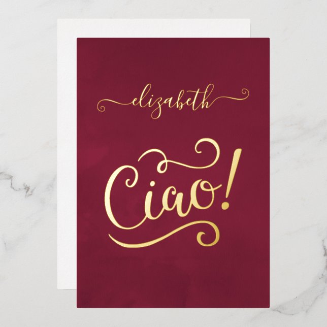 Marsala and Gold Italian Wine Bridal Shower Foil Invitation (Front/Back)
