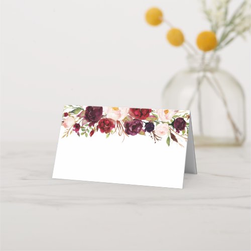 Marsala and Pink Floral Wedding Food Label Cards