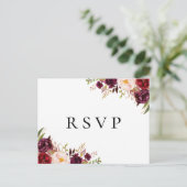 Marsala and Pink Floral Wedding RSVP Postcards | Zazzle