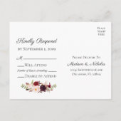 Marsala and Pink Floral Wedding RSVP Postcards | Zazzle