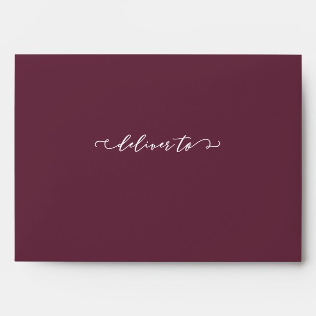 Marsala and White Deliver to with Address Wedding Envelope (Front)