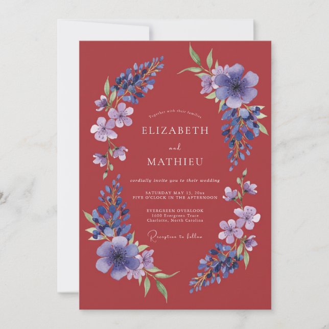 Marsala Atmospheric Winter Wedding Invitation (Front)