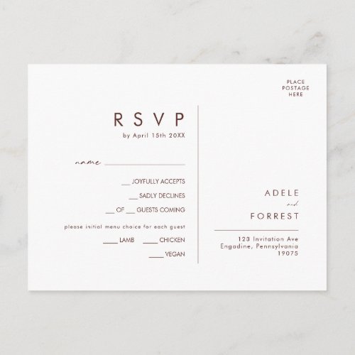 Marsala Autumn Floral Blush Menu Choice RSVP Card