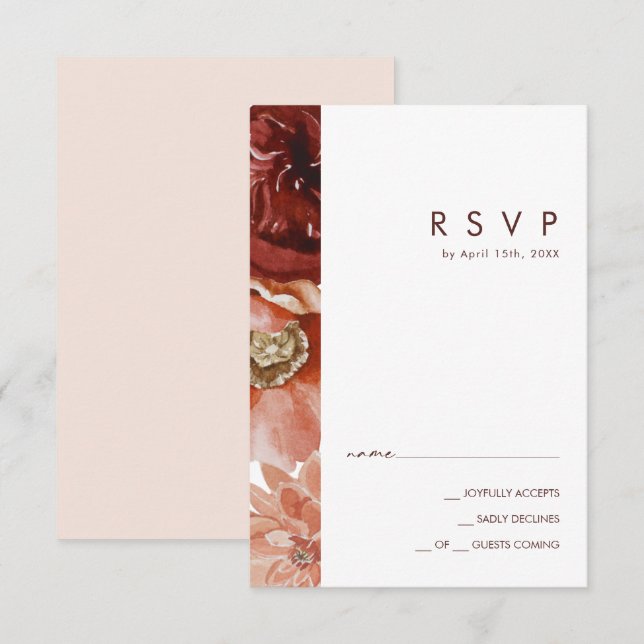 Marsala Autumn Floral | Blush RSVP Card (Front/Back)
