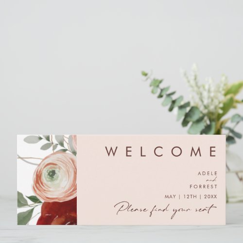 Marsala Autumn Floral  Blush Seating Chart Header