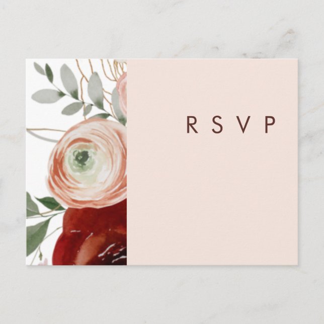Marsala Autumn Floral Blush Song Request RSVP Card (Front)