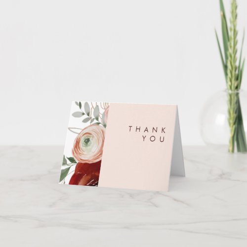 Marsala Autumn Floral  Blush Thank You Card