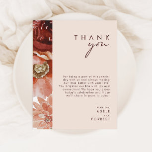 Marsala Autumn Floral Blush Thank You Card