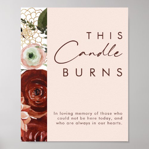 Marsala Autumn Floral  Blush This Candle Burns Poster