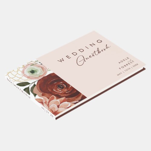 Marsala Autumn Floral  Blush Wedding Guest Book