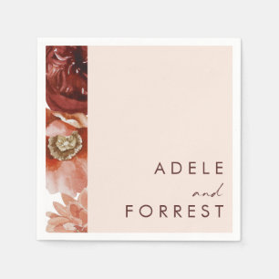 Marsala Autumn Floral Blush Wedding Napkins