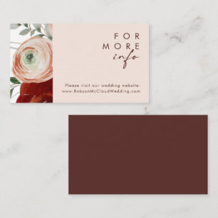 Marsala Autumn Floral Blush Wedding Website Enclosure Card