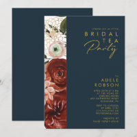 Marsala Autumn Floral | Navy Bridal Tea Party