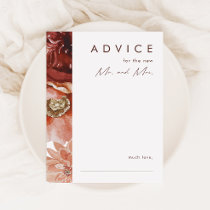 Marsala Autumn Floral | Navy Wedding Advice Card