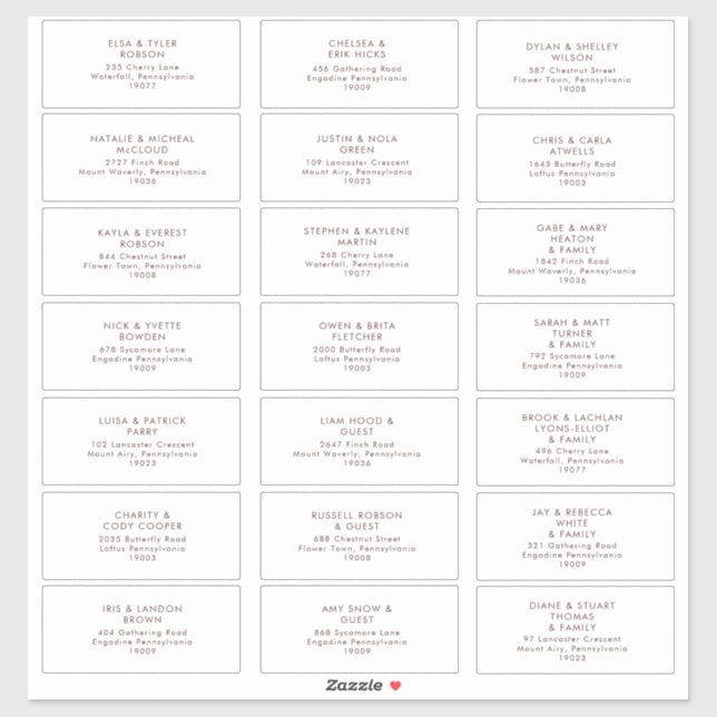 Marsala Autumn Floral | White Guest Address labels (Sheet)