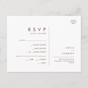 Marsala Autumn Floral White Menu Choice RSVP Card
