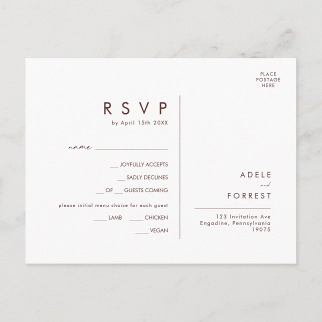 Marsala Autumn Floral White Menu Choice RSVP Card (Back)