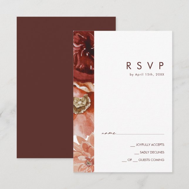 Marsala Autumn Floral | White RSVP Card (Front/Back)