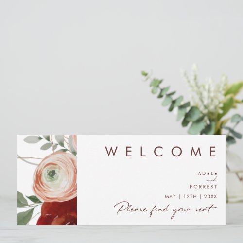 Marsala Autumn Floral  White Seating Chart Header