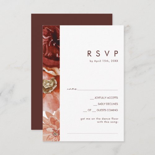Marsala Autumn Floral  White Song Request RSVP Card