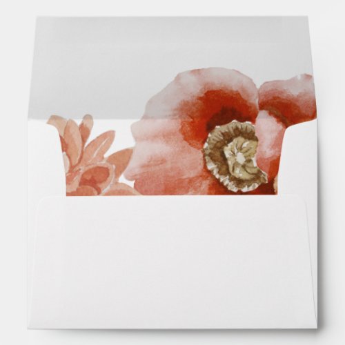 Marsala Autumn Floral  White Wedding Invitation Envelope