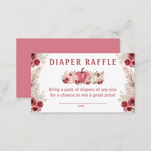 Marsala Baby Shower Diaper Raffle Card
